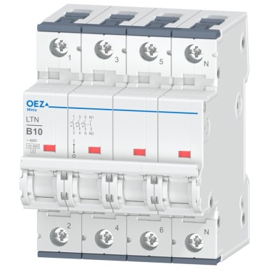 OEZ:41817 - In 10 A, Ue AC 230/400 V / DC 216 V, karakteristik B, 3+N-pooluseline, Icn 10 kA - OEZ - In 10 A, Ue AC 230/400 V / DC 216 V, karakteristik B, 3+N-pooluseline, Icn 10 kA - OEZ - 0