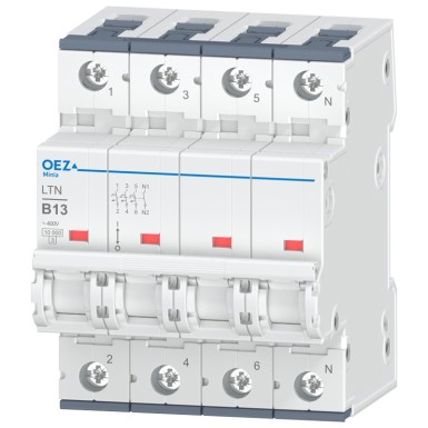 OEZ:41818 - In 13 A, Ue AC 230/400 V / DC 216 V, karakteristik B, 3+N-poolus, Icn 10 kA - OEZ - In 13 A, Ue AC 230/400 V / DC 216 V, karakteristik B, 3+N-poolus, Icn 10 kA - OEZ - 0