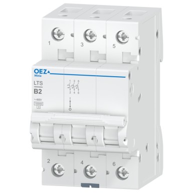 OEZ:42082 - In 2 A, Ue AC 230/400 V / DC 180 V, karakteristik B, 3-pooluseline, Icn 10 kA - OEZ - In 2 A, Ue AC 230/400 V / DC 180 V, karakteristik B, 3-pooluseline, Icn 10 kA - OEZ - 0