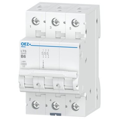 OEZ:42084 - In 6 A, Ue AC 230/400 V / DC 180 V, karakteristik B, 3-pooluseline, Icn 10 kA - OEZ - In 6 A, Ue AC 230/400 V / DC 180 V, karakteristik B, 3-pooluseline, Icn 10 kA - OEZ - 0