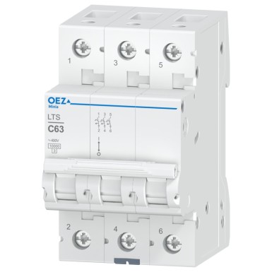 OEZ:42111 - 63 A, Ue AC 230/400 V / DC 180 V, karakteristik C, 3-pooluseline, Icn 10 kA - OEZ - 63 A, Ue AC 230/400 V / DC 180 V, karakteristik C, 3-pooluseline, Icn 10 kA - OEZ - 0