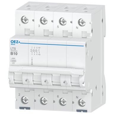 OEZ:42133 - In 10 A, Ue AC 230/400 V / DC 180 V, karakteristik B, 3+N-poolus, Icn 10 kA - OEZ - In 10 A, Ue AC 230/400 V / DC 180 V, karakteristik B, 3+N-poolus, Icn 10 kA - OEZ - 0