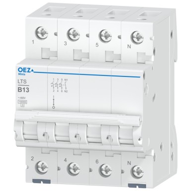 OEZ:42134 - In 13 A, Ue AC 230/400 V / DC 180 V, karakteristik B, 3+N-poolus, Icn 10 kA - OEZ - In 13 A, Ue AC 230/400 V / DC 180 V, karakteristik B, 3+N-poolus, Icn 10 kA - OEZ - 0