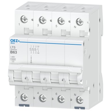 OEZ:42141 - 63 A, Ue AC 230/400 V / DC 180 V, karakteristik B, 3+N-poolus, Icn 10 kA - OEZ - 63 A, Ue AC 230/400 V / DC 180 V, karakteristik B, 3+N-poolus, Icn 10 kA - OEZ - 0