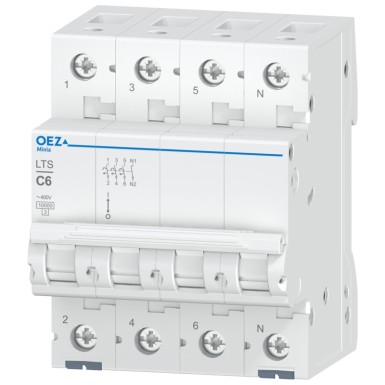 OEZ:42142 - In 6 A, Ue AC 230/400 V / DC 180 V, karakteristik C, 3+N-pooluseline, Icn 10 kA - OEZ - In 6 A, Ue AC 230/400 V / DC 180 V, karakteristik C, 3+N-pooluseline, Icn 10 kA - OEZ - 0