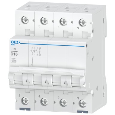 OEZ:42157 - 16 A, Ue AC 230/400 V / DC 180 V, karakteristik D, 3+N-poolus, Icn 10 kA - OEZ - 16 A, Ue AC 230/400 V / DC 180 V, karakteristik D, 3+N-poolus, Icn 10 kA - OEZ - 0