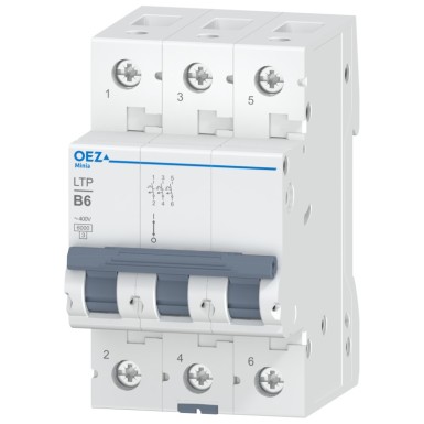 OEZ:42240 - In 6 A, Ue AC 230/400 V / DC 180 V, karakteristik B, 3-pooluseline, Icn 6 kA - OEZ - In 6 A, Ue AC 230/400 V / DC 180 V, karakteristik B, 3-pooluseline, Icn 6 kA - OEZ - 0