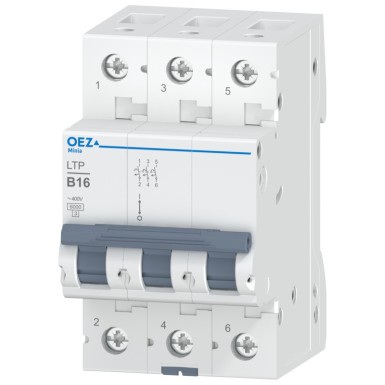 OEZ:42243 - 16 A, Ue AC 230/400 V / DC 180 V, karakteristik B, 3-pooluseline, Icn 6 kA - OEZ - 16 A, Ue AC 230/400 V / DC 180 V, karakteristik B, 3-pooluseline, Icn 6 kA - OEZ - 0