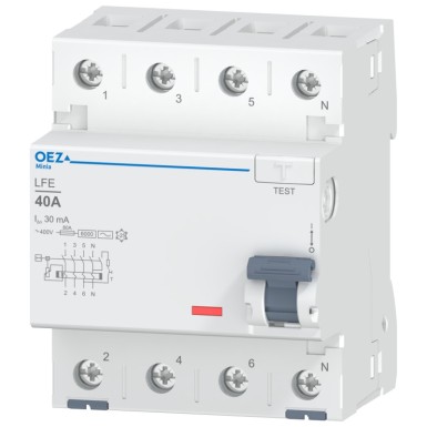 OEZ:42396 - In 40 A, Ue AC 230/400 V, Idn 30 mA, 4-pooluseline, Inc 6 kA, tüüp AC - OEZ - In 40 A, Ue AC 230/400 V, Idn 30 mA, 4-pooluseline, Inc 6 kA, tüüp AC - OEZ - 1