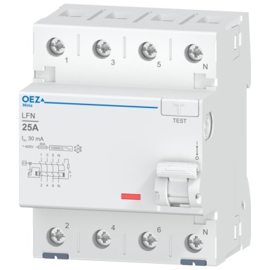 OEZ:42418 - In 25 A, Ue AC 230/400 V, Idn 30 mA, 4-pooluseline, Inc 10 kA, tüüp AC - OEZ - In 25 A, Ue AC 230/400 V, Idn 30 mA, 4-pooluseline, Inc 10 kA, tüüp AC - OEZ - 0