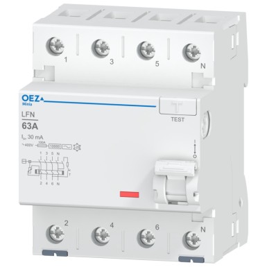 OEZ:42420 - In 63 A, Ue AC 230/400 V, Idn 30 mA, 4-pooluseline, Inc 10 kA, tüüp AC - OEZ - In 63 A, Ue AC 230/400 V, Idn 30 mA, 4-pooluseline, Inc 10 kA, tüüp AC - OEZ - 0