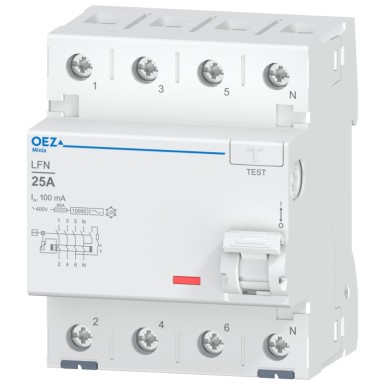 OEZ:42422 - In 25 A, Ue AC 230/400 V, Idn 100 mA, 4-pooluseline, Inc 10 kA, tüüp AC - OEZ - In 25 A, Ue AC 230/400 V, Idn 100 mA, 4-pooluseline, Inc 10 kA, tüüp AC - OEZ - 0