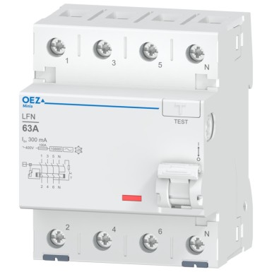 OEZ:42427 - In 63 A, Ue AC 230/400 V, Idn 300 mA, 4-pooluseline, Inc 10 kA, tüüp AC - OEZ - In 63 A, Ue AC 230/400 V, Idn 300 mA, 4-pooluseline, Inc 10 kA, tüüp AC - OEZ - 0