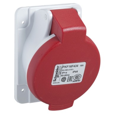 PKF16F435 - PratiKa - kaldpistikupesa -16A -3P+N+E - 380-415 V AC - IP44 - kruvi - Schneider Electric - PratiKa - kaldpistikupesa -16A -3P+N+E - 380-415 V AC - IP44 - kruvi - Schneider Electric - 0