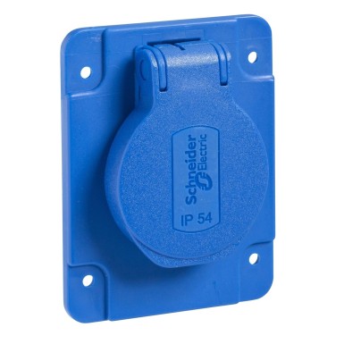 PKN61B - PratiKa - pistikupesa NF 65x85mm - 2P+E 10-16 A - IP54 - konn. arr. - sinine - Schneider Electric - PratiKa - pistikupesa NF 65x85mm - 2P+E 10-16 A - IP54 - konn. arr. - sinine - Schneider Electric - 0