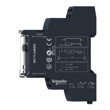 RE17LAMWS - Modulaarne ajastusrelee, Harmony, 0,7A, 1CO, 1s..100h, sisselülitus, tahkisväljund, vedruklemmid, 24..240V AC DC - Schneider Electric - Modulaarne ajastusrelee, Harmony, 0,7A, 1CO, 1s..100h, sisselülitus, tahkisväljund, vedruklemmid, 24..240V AC DC - Schneider Electric - 4