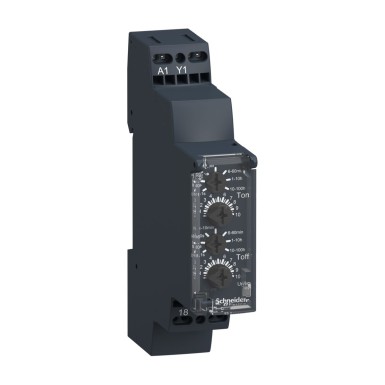 RE17LLBMS - Modulaarne ajastusrelee, Harmony, 0,7A, 1s..100h, asümmeetriline vilkumine, pooljuhtväljund, vedruklemmid, 24...240V AC - Schneider Electric - Modulaarne ajastusrelee, Harmony, 0,7A, 1s..100h, asümmeetriline vilkumine, pooljuhtväljund, vedruklemmid, 24...240V AC - Schneider Electric - 0