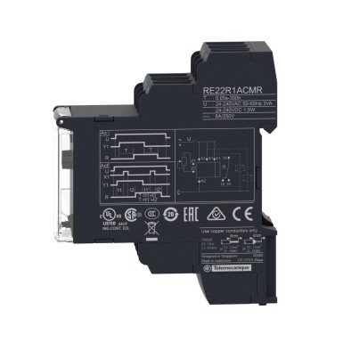 RE22R1ACMR - Harmony, modulaarne ajastusrelee, 8 A, 1 CO, 0,05 s?¦300 h, kahefunktsiooniline, 24...240 V AC/DC - Schneider Electric - Harmony, modulaarne ajastusrelee, 8 A, 1 CO, 0,05 s?¦300 h, kahefunktsiooniline, 24...240 V AC/DC - Schneider Electric - 4