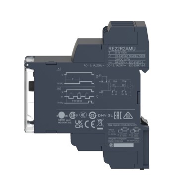 RE22R2AMU - Modulaarne ajastusrelee, Harmony, 8A, 2CO, 0,1s...100h, sisselülitusviivitus, 24V DC 24...240V AC DC - Schneider Electric - Modulaarne ajastusrelee, Harmony, 8A, 2CO, 0,1s...100h, sisselülitusviivitus, 24V DC 24...240V AC DC - Schneider Electric - 4