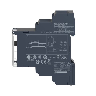 RE22R2KMR - Harmony, modulaarne ajastusrelee, 5 A, 2 CO, 0,05 s?¦10 min, viivitus pingeväljalülitamisel, 24...240 V AC/DC - Schneider Electric - Harmony, modulaarne ajastusrelee, 5 A, 2 CO, 0,05 s?¦10 min, viivitus pingeväljalülitamisel, 24...240 V AC/DC - Schneider Electric - 1