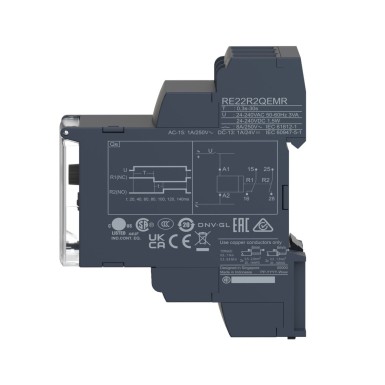 RE22R2QEMR - Harmony, modulaarne ajastusrelee, 8 A, 2 CO, 0,3 s?¦30 s, tärniline kolmnurk, 24...240 V AC/DC - Schneider Electric - Harmony, modulaarne ajastusrelee, 8 A, 2 CO, 0,3 s?¦30 s, tärniline kolmnurk, 24...240 V AC/DC - Schneider Electric - 5