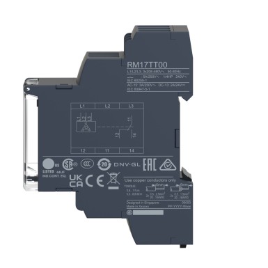 RM17TT00 - Harmony, modulaarne multifunktsionaalne 3-faasiline toitekontrolli relee, 5 A, 1 CO, 208...480 V AC - Schneider Electric - Harmony, modulaarne multifunktsionaalne 3-faasiline toitekontrolli relee, 5 A, 1 CO, 208...480 V AC - Schneider Electric - 5