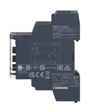 RM17UAS15 - Harmony, modulaarne 1-faasiline pingekontrolli relee, 5 A, 1 CO, 65...260 V AC/DC - Schneider Electric - Harmony, modulaarne 1-faasiline pingekontrolli relee, 5 A, 1 CO, 65...260 V AC/DC - Schneider Electric - 5