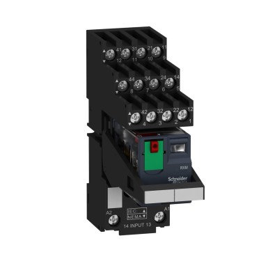 RXM4AB1B7PVS - Miniatuurne pistikuga relee eelpaigaldatud, Harmony, 6A, 4CO, lukustatav kontrollnupp, eraldi klemmipesa, 24 V AC - Schneider Electric - Miniatuurne pistikuga relee eelpaigaldatud, Harmony, 6A, 4CO, lukustatav kontrollnupp, eraldi klemmipesa, 24 V AC - Schneider Electric - 0