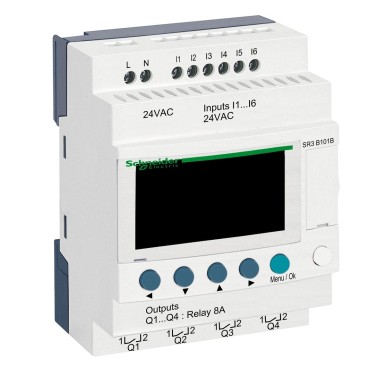 SR3B101B - Modulaarne nutikas relee, Zelio Logic, 10 I/O, 24 V AC, kell, ekraan - Schneider Electric - Modulaarne nutikas relee, Zelio Logic, 10 I/O, 24 V AC, kell, ekraan - Schneider Electric - 0