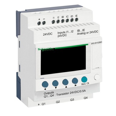 SR3B102BD - Modulaarne nutikas relee, Zelio Logic, 10 I/O, 24 V DC, kell, näidik - Schneider Electric - Modulaarne nutikas relee, Zelio Logic, 10 I/O, 24 V DC, kell, näidik - Schneider Electric - 0