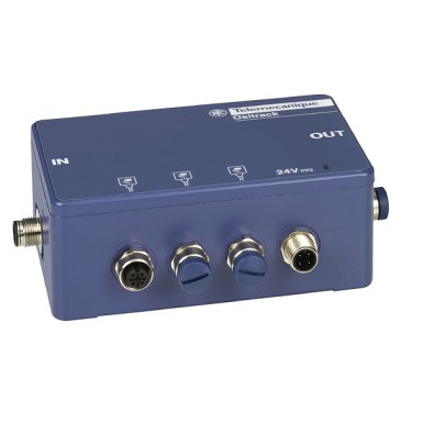 TCSAMT31FP - Connection tap off box, Radio frequency identification XG - Telemecanique - Connection tap off box, Radio frequency identification XG, 3 RFID station to Modbus or UNI TELWAY, M12 - Telemecanique - 0