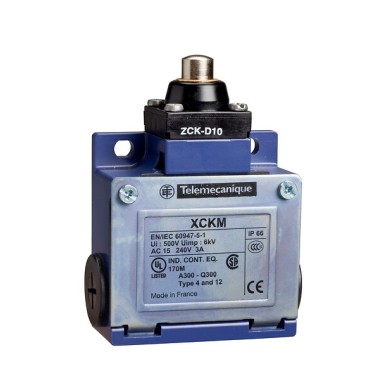 XCKM101H7 - Limit switch, Limit switches XC Standard - Telemecanique - Limit switch, Limit switches XC Standard, assembly, 1 nc + 1 NO, 1/2