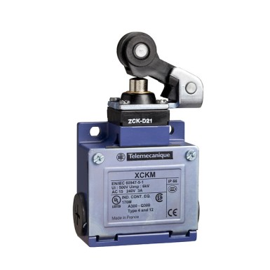 XCKM521 - Limit switch, Limit switches XC Standard - Telemecanique - Limit switch, Limit switches XC Standard, XCKM, thermoplastic roller lever plunger, 1NC+1 NO, slow, Pg11 - Telemecanique - 0