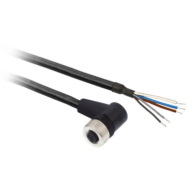 XZCP12V12L5 - Telemecanique - Pre wired connectors XZ, elbowed female, M12, 5 pins, cable PUR 5 m