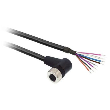 XZCP53P12L5 - Telemecanique - Pre wired connectors XZ, elbowed female, M12, 8 pins, cable PUR 5 m