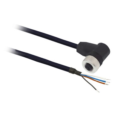 XZCPB1241L2 - Telemecanique - Pre wired connectors XZ, elbowed female, M12 4 pins, shielded cable PUR 2 m