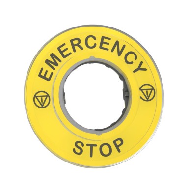 ZBY9320 - Legendihoidja 60mm hädaseiskamise jaoks, Harmony XB4, plastist, kollane, märgistatud EMERGENCY STOP - Schneider Electric - Legendihoidja 60mm hädaseiskamise jaoks, Harmony XB4, plastist, kollane, märgistatud EMERGENCY STOP - Schneider Electric - 4