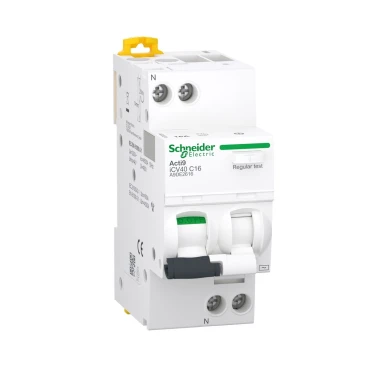 A9DE2616 - Ülevoolukaitsega jääkvoolukaitselüliti (RCBO), Acti9 iCV40, 1P+N, 16A, C-kõver, 4500A, AC-tüüp, 30mA - Schneider Electric - Ülevoolukaitsega jääkvoolukaitselüliti (RCBO), Acti9 iCV40, 1P+N, 16A, C-kõver, 4500A, AC-tüüp, 30mA - Schneider Electric - 0