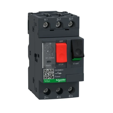 GV2ME01 - Mootori kaitselüliti, TeSys Deca, 3P, 0,1 kuni 0,16A, termomagnetiline, kruviklambrite klemmid, nupujuhtimine - Schneider Electric - Mootori kaitselüliti, TeSys Deca, 3P, 0,1 kuni 0,16A, termomagnetiline, kruviklambrite klemmid, nupujuhtimine - Schneider Electric - 0