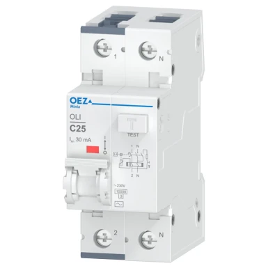 OEZ:38282 - In 25 A, Ue AC 230 V, karakteristik C, Idn 30 mA, 1+N-poolus, Icn 10 kA, tüüp AC - OEZ - In 25 A, Ue AC 230 V, karakteristik C, Idn 30 mA, 1+N-poolus, Icn 10 kA, tüüp AC - OEZ - 0