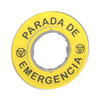 ZBY9420 - Legend, Harmony XB4, plastik, kollane, 90mm, hädaseiskamise jaoks, märgistatud PARADA DE EMERGENCIA logoga ISO13851 - Schneider Electric - Legend, Harmony XB4, plastik, kollane, 90mm, hädaseiskamise jaoks, märgistatud PARADA DE EMERGENCIA logoga ISO13851 - Schneider Electric - 0