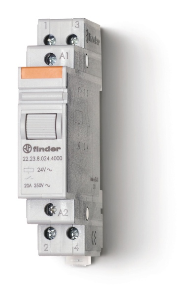 222382304000 - Modulaarne kontaktor; 1NO + 1NC 20A; AGSNO2 kontaktid; mähis 230V kõlar; 17,5mm laius; kaitseaste IP20; Valikud: nr - Finder - Modulaarne kontaktor; 1NO + 1NC 20A; AGSNO2 kontaktid; mähis 230V kõlar; 17,5mm laius; kaitseaste IP20; Valikud: nr - Finder - 0