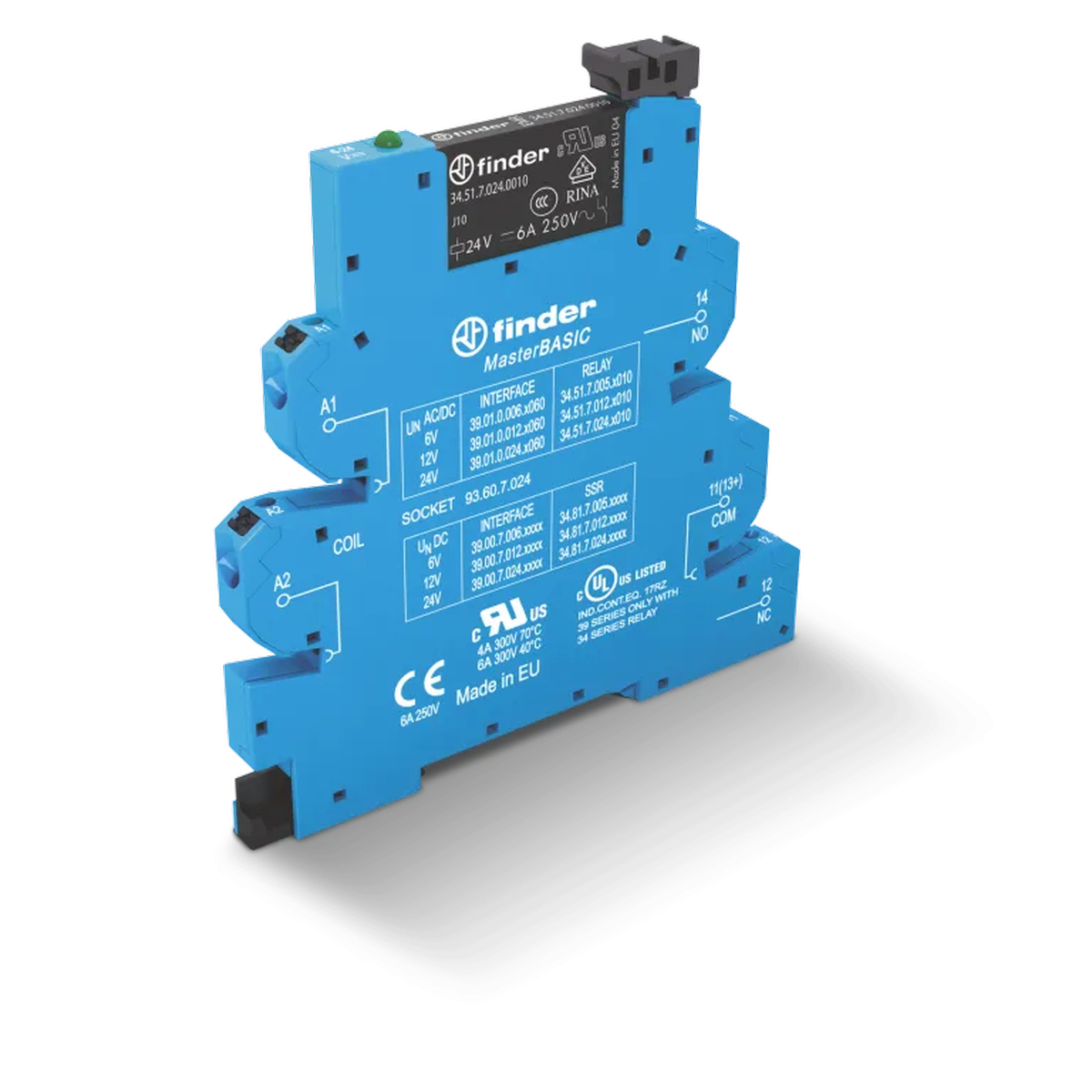 390100240060 - Liidesemoodul (koost 34.51.7.024.0010 + 93.60.7.024), elektromehaaniline relee, MasterBasic seeria; 1CO 6A; 24V AC/DC toide; kaitseklass IP20; sissejuhatavad surveklemmid. - Finder - Liidesemoodul (koost 34.51.7.024.0010 + 93.60.7.024), elektromehaaniline relee, MasterBasic seeria; 1CO 6A; 24V AC/DC toide; kaitseklass IP20; sissejuhatavad surveklemmid. - Finder - 0