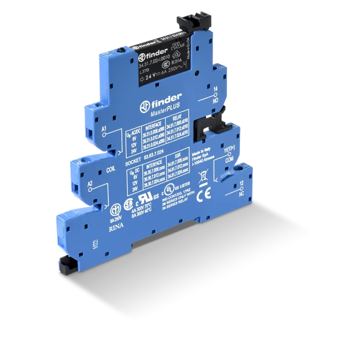 393100240060 - Liidese moodul (koost 34.51.7.024.0010 + 93.63.7.024), elektromehaaniline relee, MasterPlus seeria; 1CO 6A; AGNI kontaktid; 24V AC/DC toide; IP20 kaitseklass; kruviklemmid. - Finder - Liidese moodul (koost 34.51.7.024.0010 + 93.63.7.024), elektromehaaniline relee, MasterPlus seeria; 1CO 6A; AGNI kontaktid; 24V AC/DC toide; IP20 kaitseklass; kruviklemmid. - Finder - 0