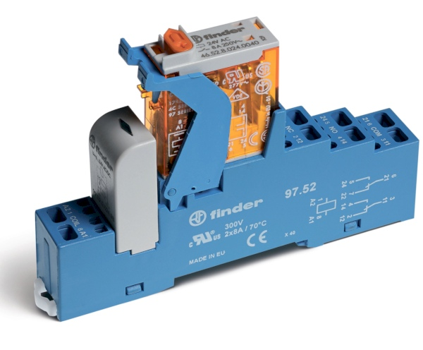 4C5290240050SPA - Liidese moodul (koost 46.52.9.024.0040 + 99.02.9.024.99 + 97.52SPA), elektromehaaniline relee; 2CO 8A; AGNI kontaktid; 24Vdc; IP20 kaitseklass; klemmid (vedruklamber); plastklambrid; LED + dioodid; test-nupp. - Finder - Liidese moodul (koost 46.52.9.024.0040 + 99.02.9.024.99 + 97.52SPA), elektromehaaniline relee; 2CO 8A; AGNI kontaktid; 24Vdc; IP20 kaitseklass; klemmid (vedruklamber); plastklambrid; LED + dioodid; test-nupp. - Finder - 0