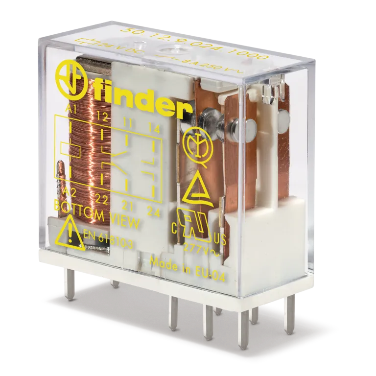 501290055000 - Elektromehaaniline turvarelee (relee sundkontaktiga); paigaldus trükkplaadile või pistikupessa; leiud 5 mm sammuga; 2CO 8A; AGNI+AU kontaktid; 5V DC mähis; RTII kaitseklass - Finder - Elektromehaaniline turvarelee (relee sundkontaktiga); paigaldus trükkplaadile või pistikupessa; leiud 5 mm sammuga; 2CO 8A; AGNI+AU kontaktid; 5V DC mähis; RTII kaitseklass - Finder - 0