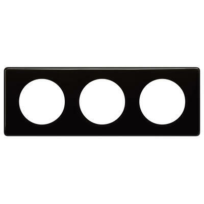 066683 - Céliane plate - Lacquered - 3 positions - Black finish - Ref: 066683 - Legrand - Céliane plate - Lacquered - 3 positions - Black finish - Ref: 066683 - Legrand - 0